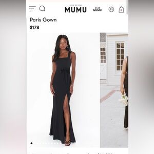 Once worn! Show me your Mumu Paris gown, black, size L.